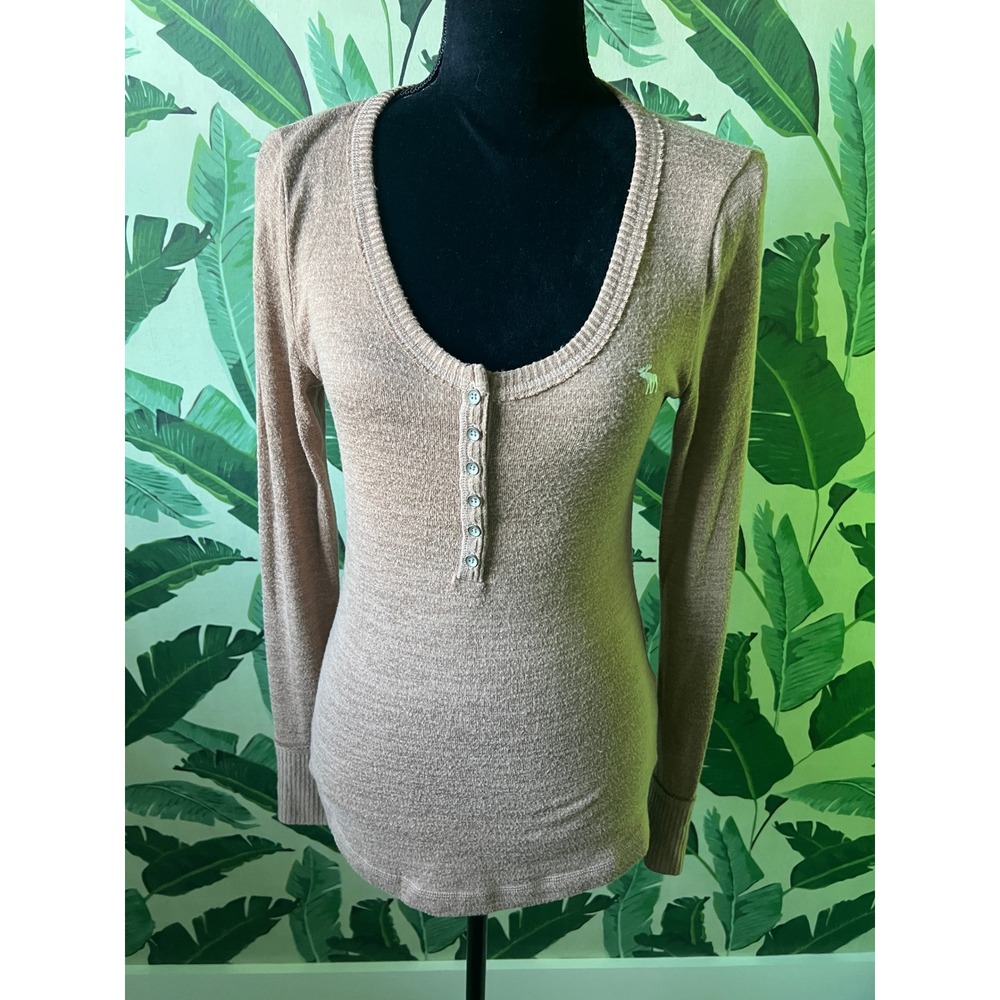 Abercrombie & Fitch Henley Top Women Medium Tan